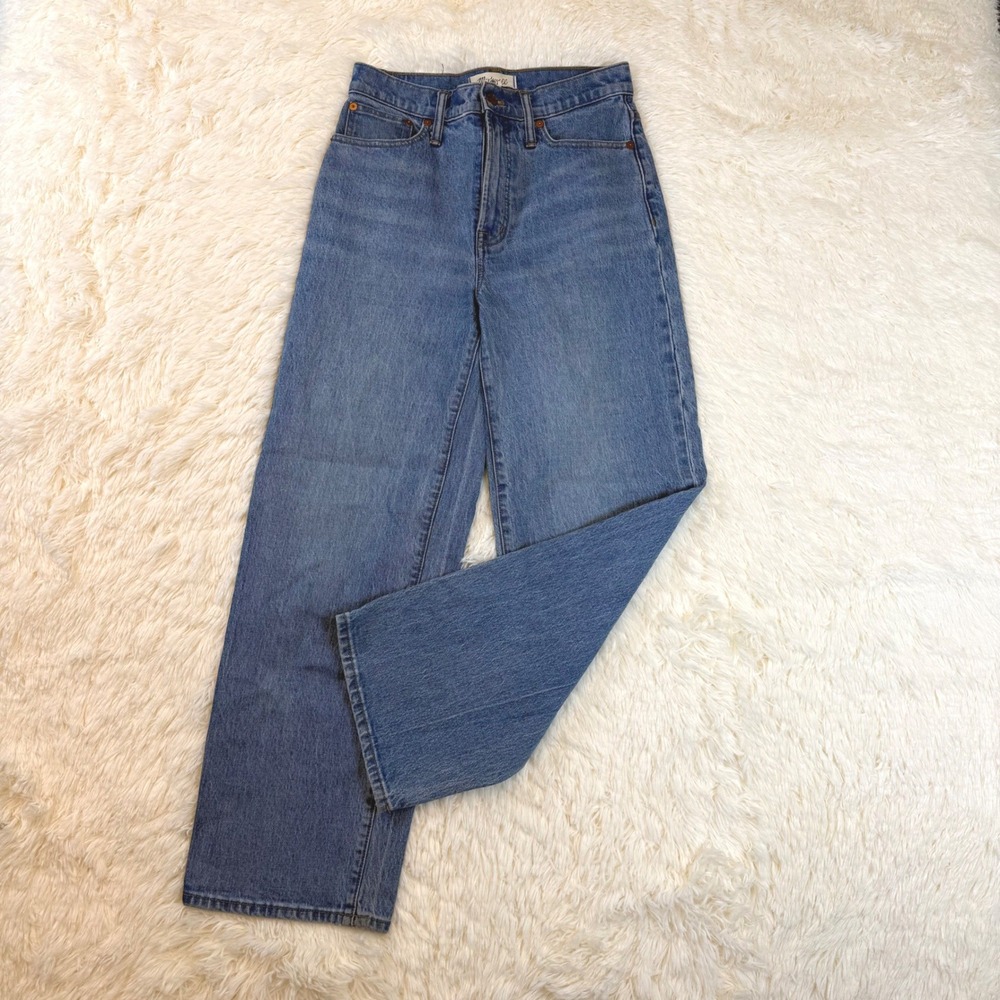 Madewell Perfect Vintage Wide-Leg Crop Jean Womens 25 Blue High Rise Stretch